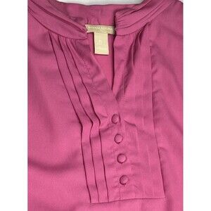 Banana Republic Top Sleeveless Blouse Pleat Bodice Pink Petite Large Twee Career